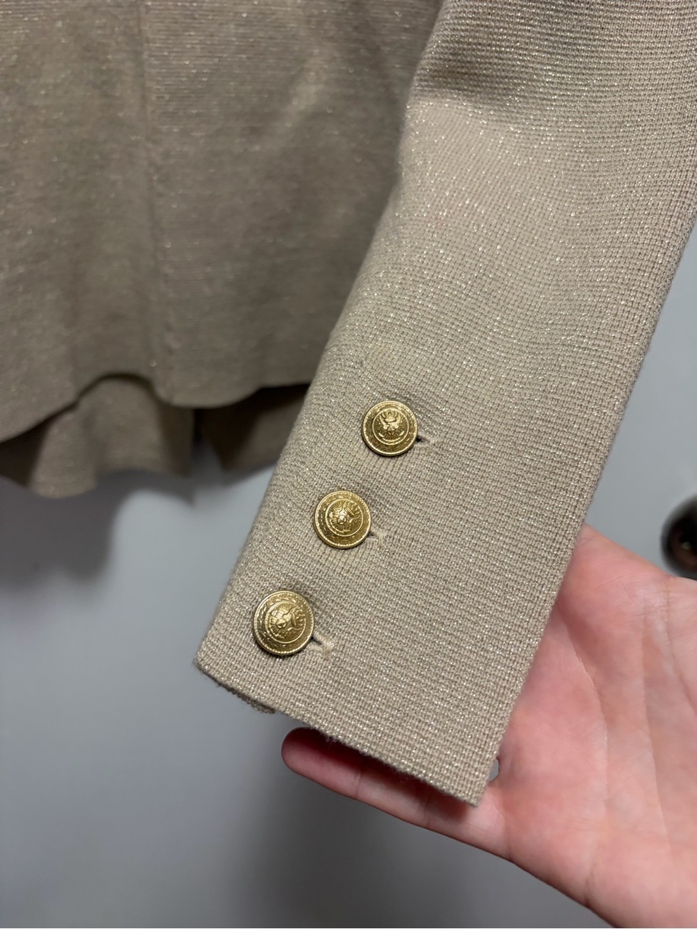 L'AGENCE Kenzie Metallic Knit Blazer in Khaki Gold Women’s Size Large - Picture 6 of 8